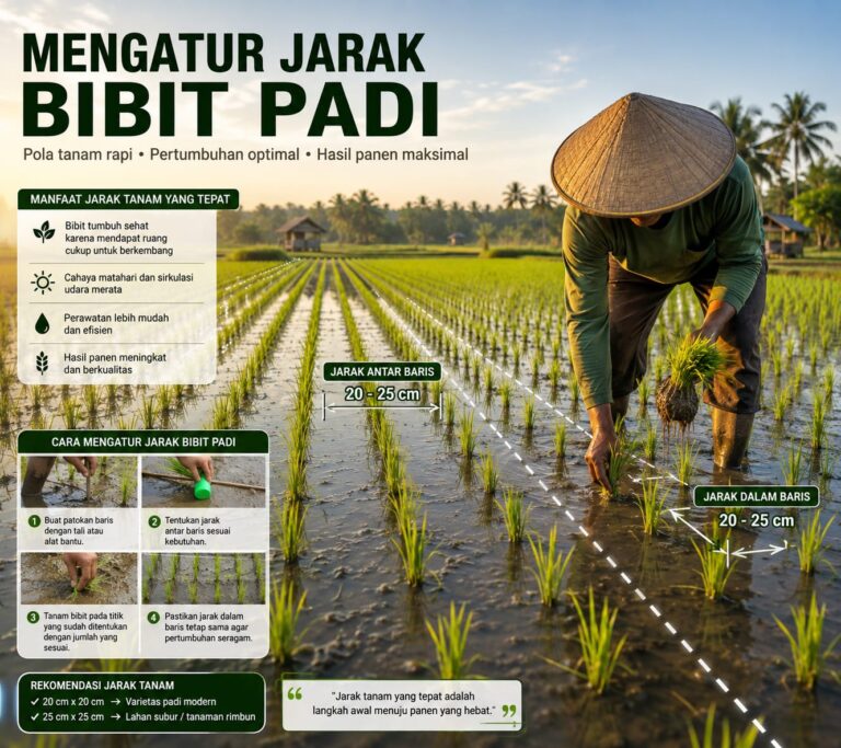 cara mengatur jarak bibit padi